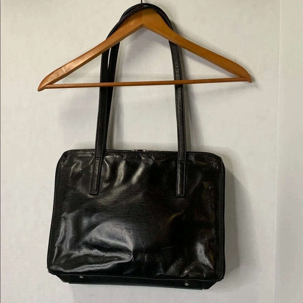 Perlina Black Soft Leather VINTAGE Laptop/Briefcase/ Purse/